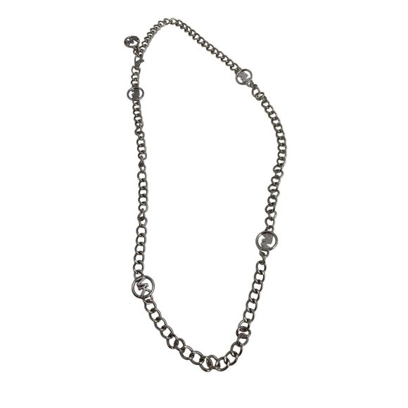 Michael Kors Silver Tone Logo Chain Link Belt Adjustable